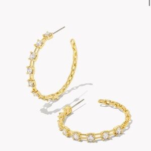 NWT! NEW IN BOX Kendra Scott Lexi Gold Hoop Earrings in White Crystal